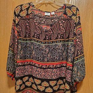 Lively black & pink print 100% poly women's 18/20W